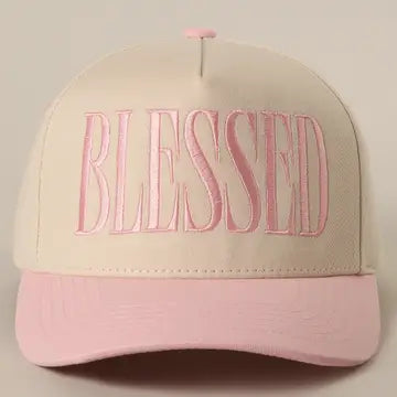 Blessed Lettering Baseball Cap Pink
