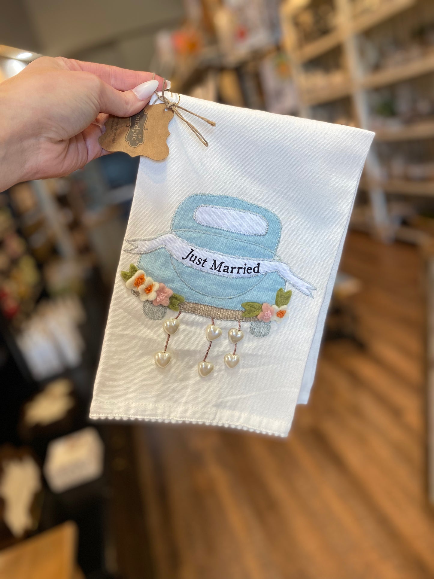 Just Married Beaded Towel