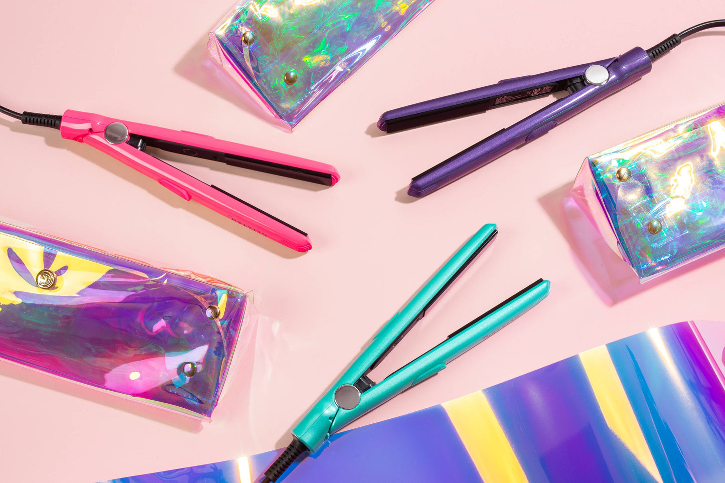 Festival Mini Travel Flat Iron w/ Holographic Bandolier Bag