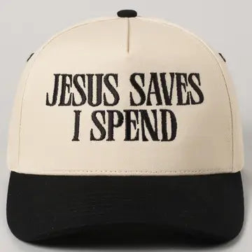 Jesus Saves I Spend Trucker Hat Black