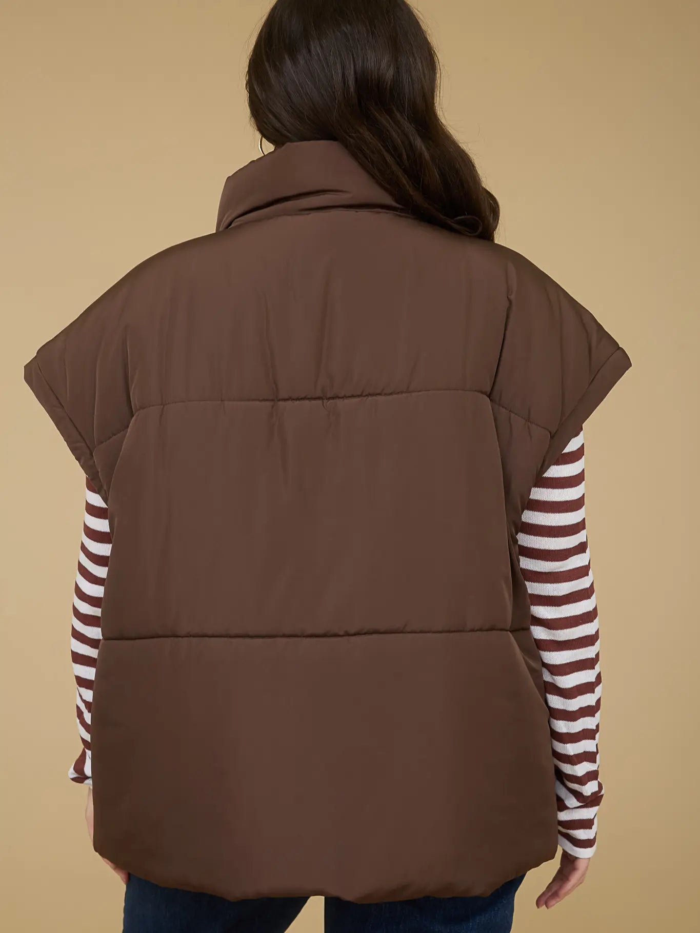 Plus Oversized Snap Button Puffer Vest