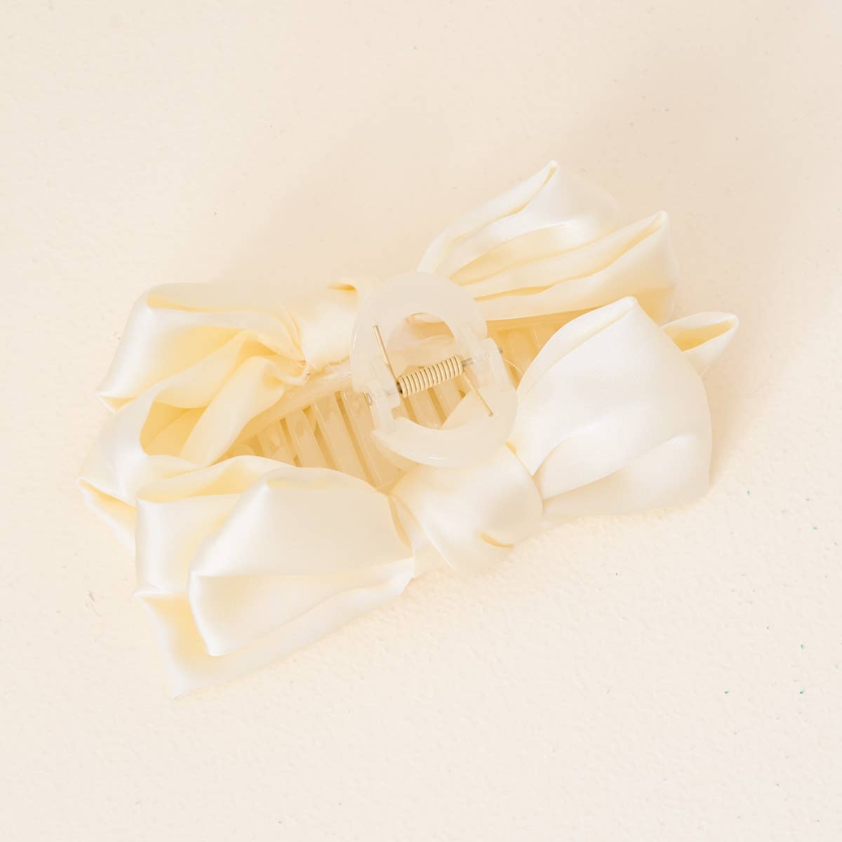 Satin Bow Claw Clip–Cream