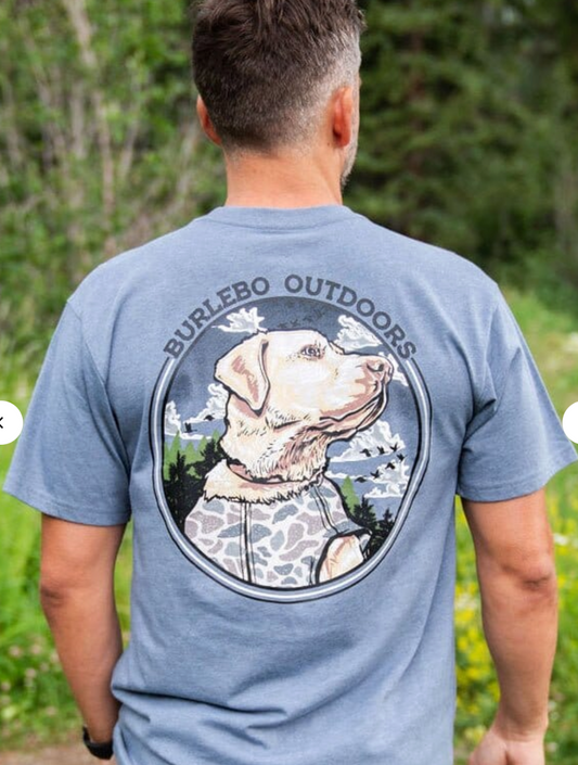 Camo Hunting Dog - SS - Heather Blue Jean
