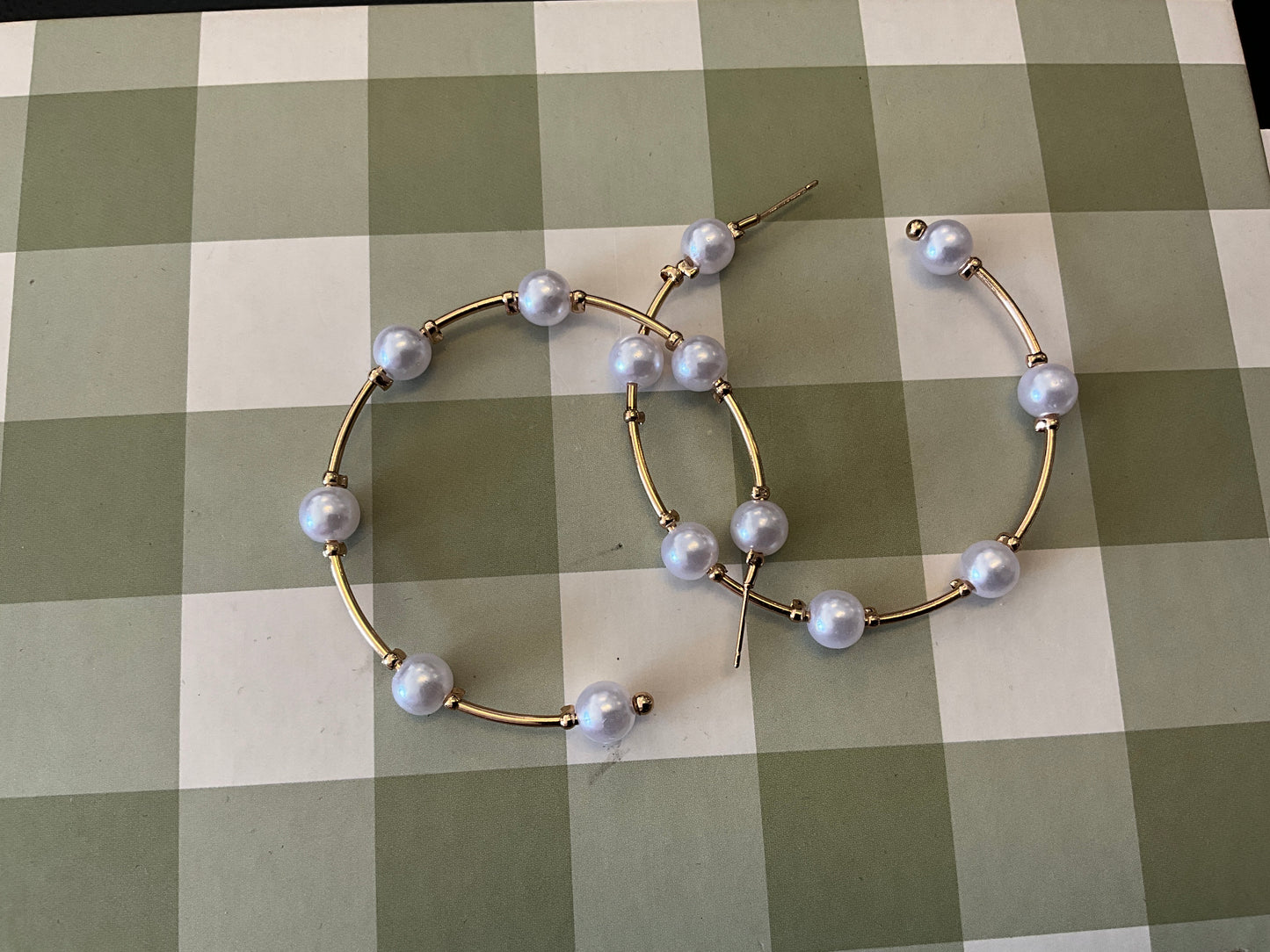 Gold and Pearl Hoop Earrings