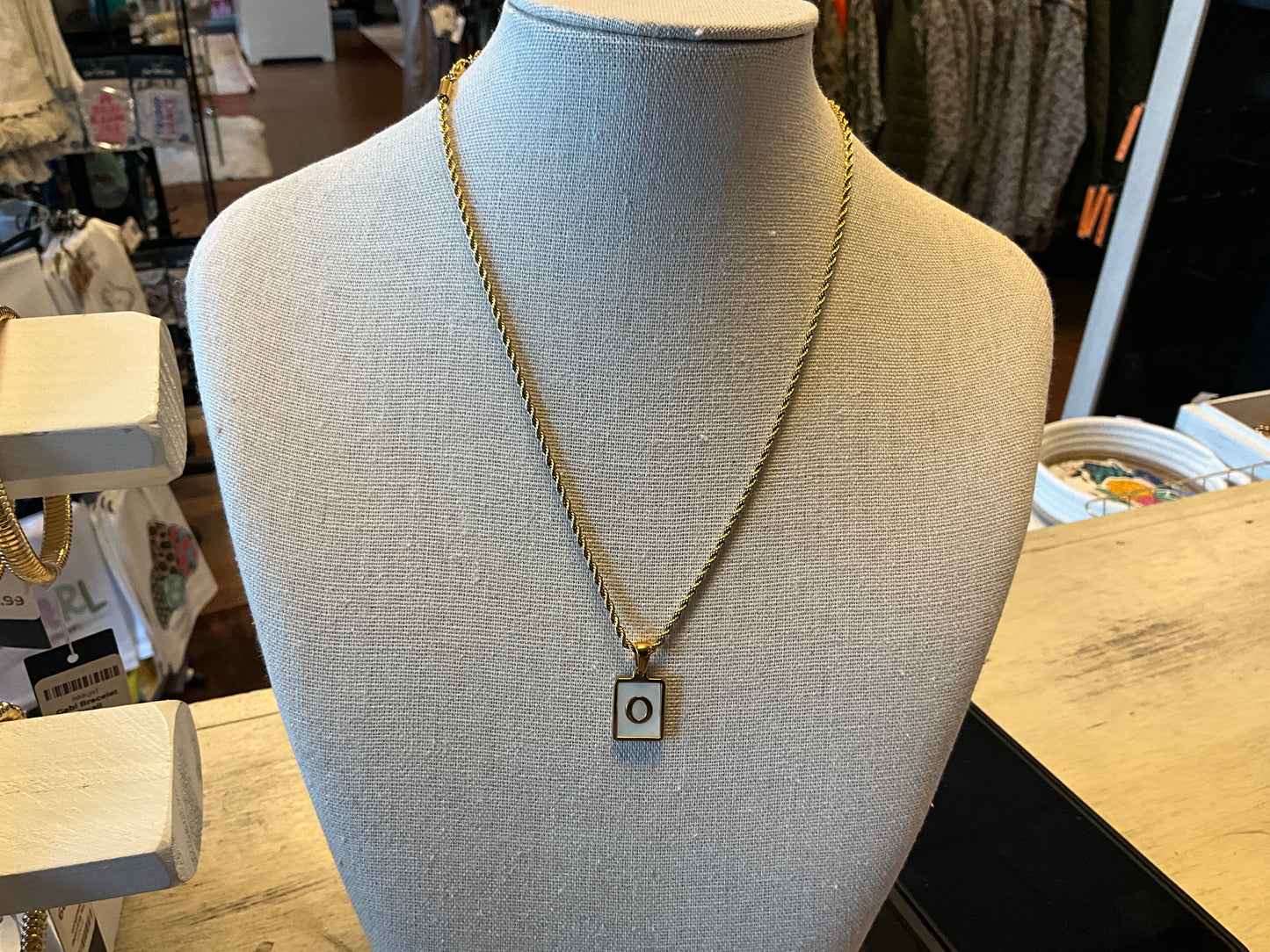 Shell Inlay Initial Necklace