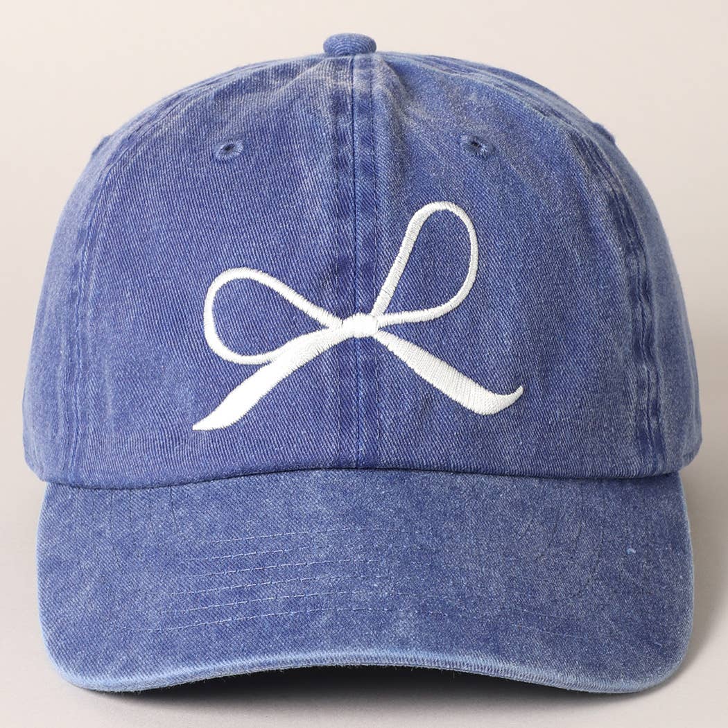 Bow Embroidered Cotton Baseball Cap