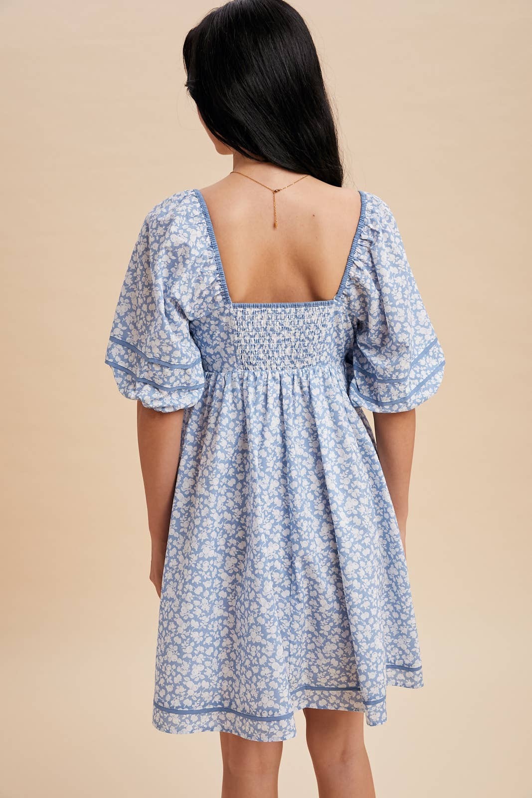 CONTRAST BINDED FLORAL MINI DRESS