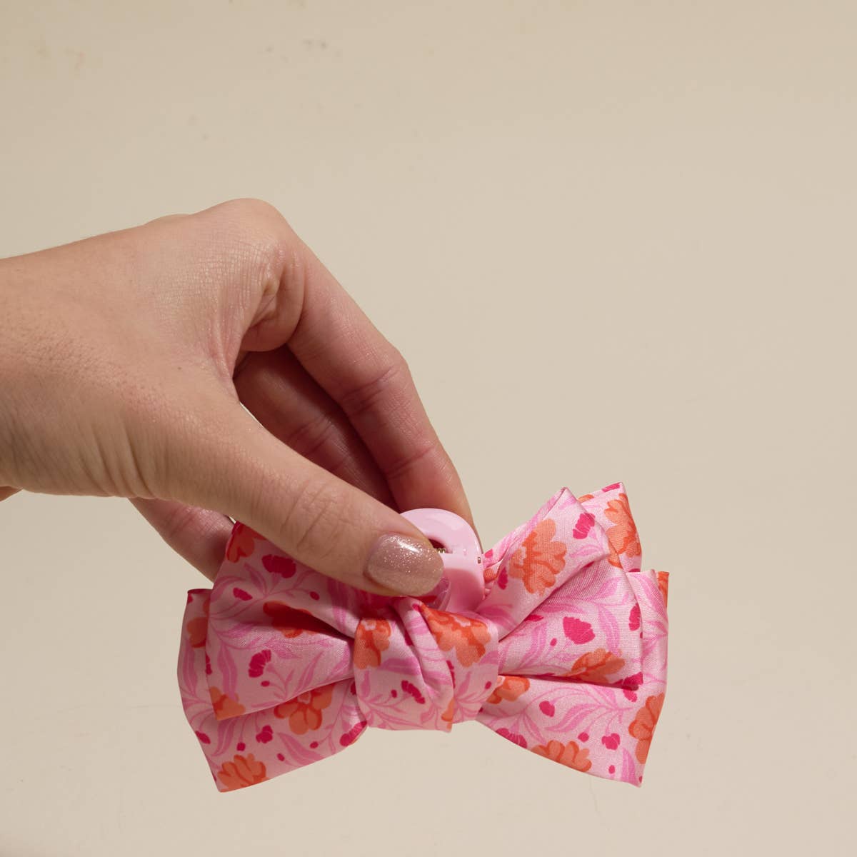 Mini Satin Bow Claw Clip–Poppin' Petals Hot Pink