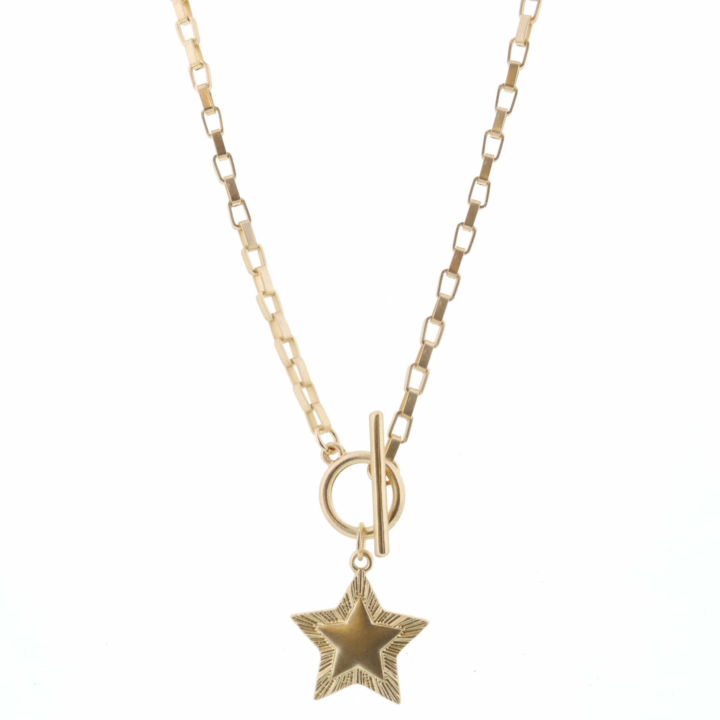 16" Raised Edge Star on Gold Chain Necklace