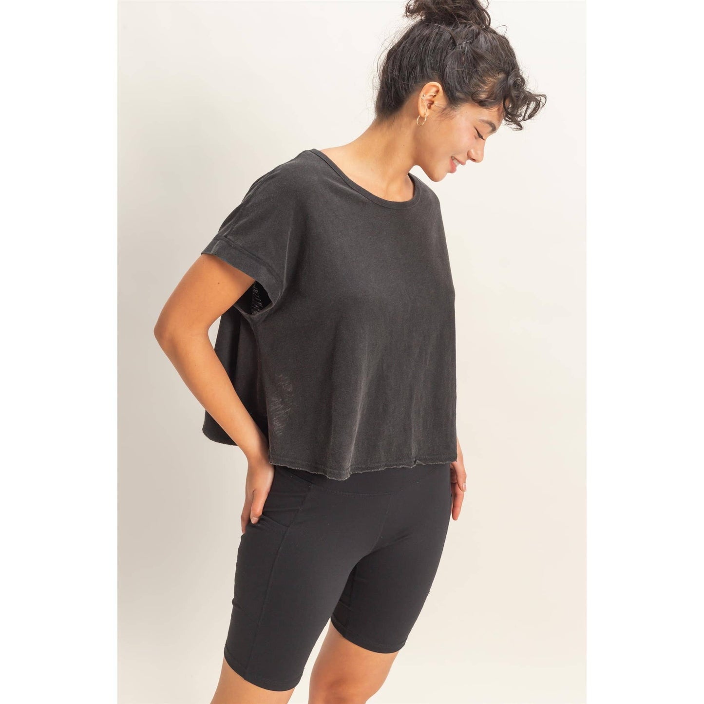 Acid Washed Cross Detail Open Back Top
