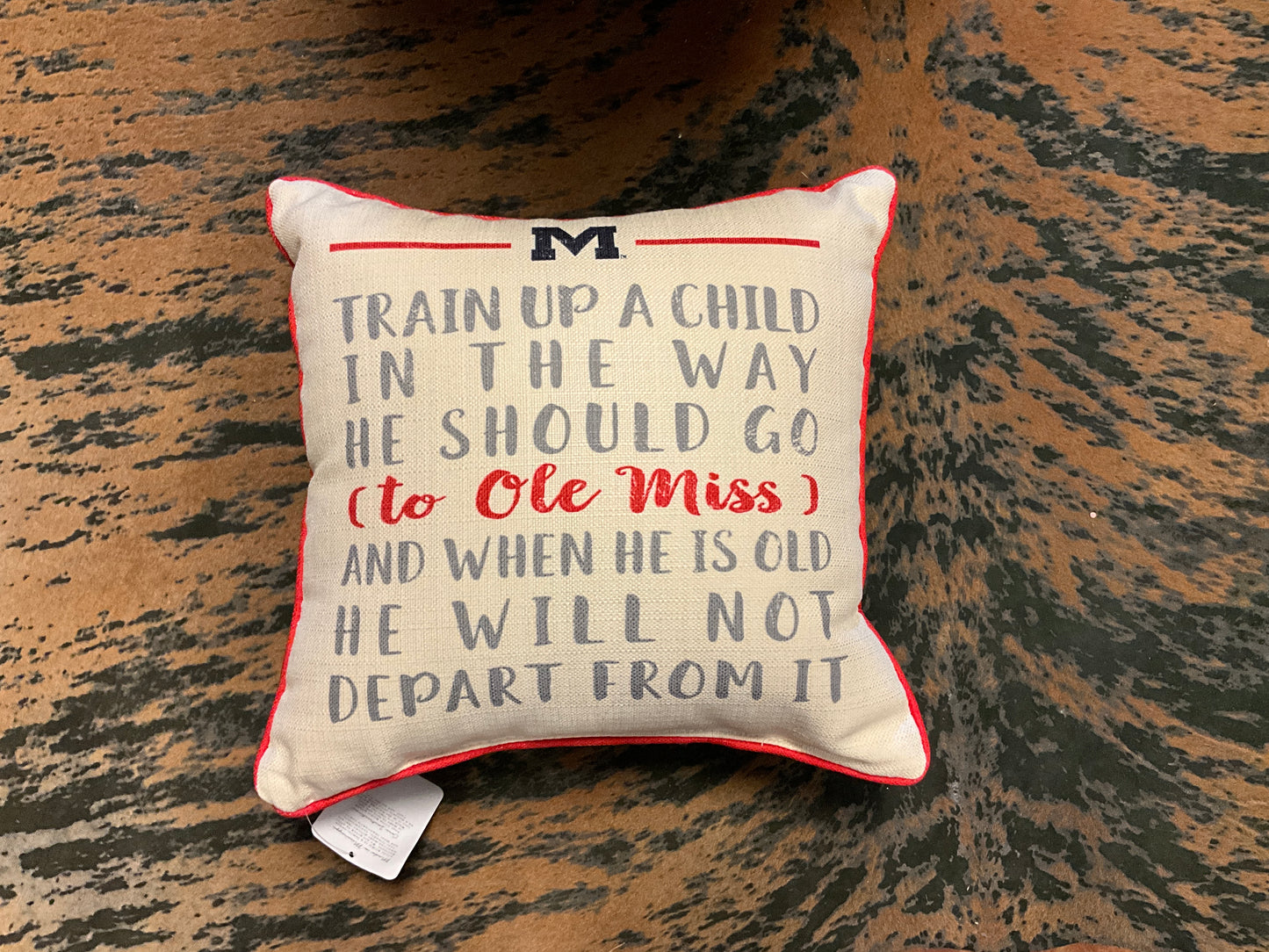 Train Up A Child - Ole Miss Pillow + Piping RED
