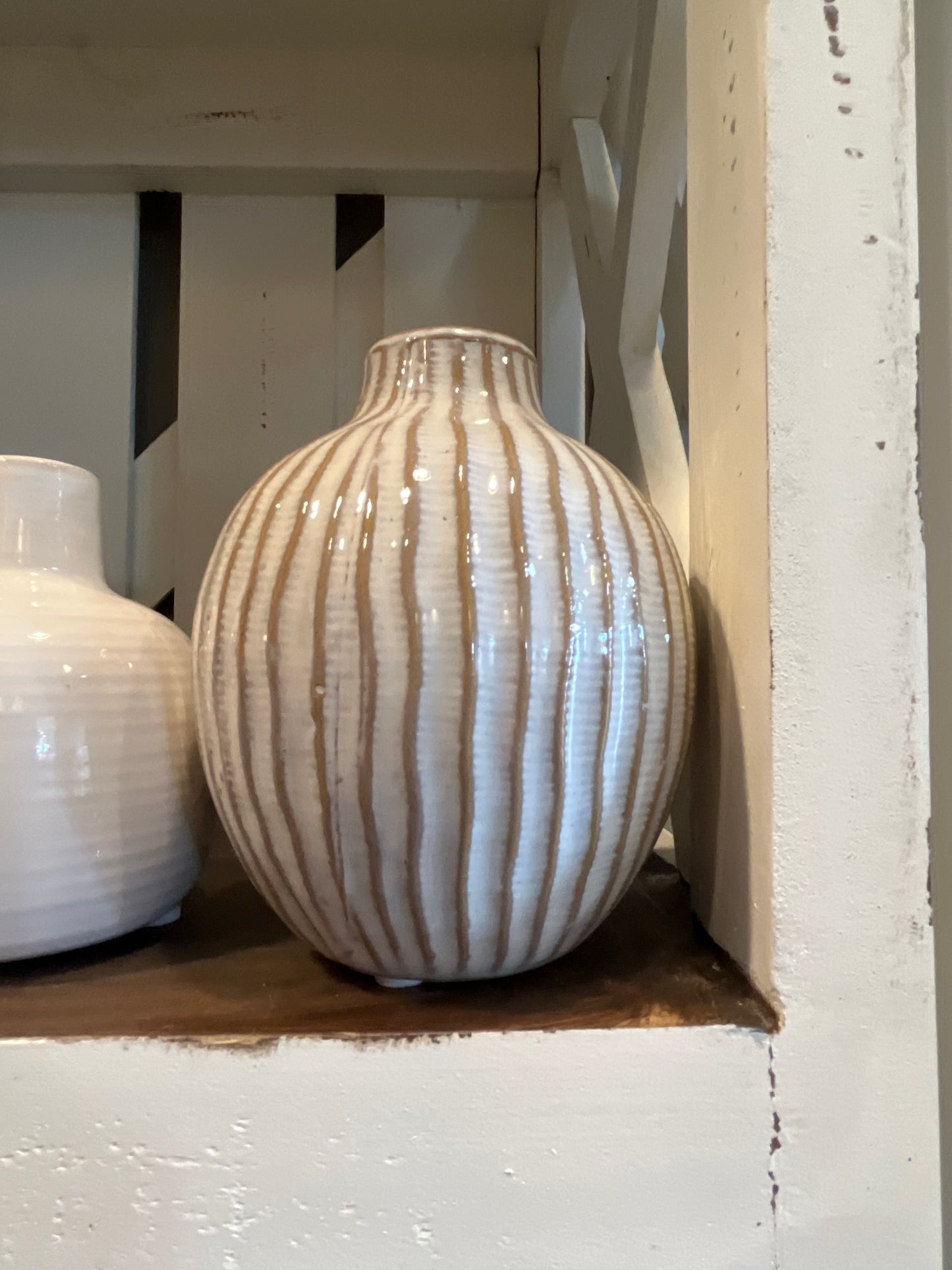 White Striped Vase