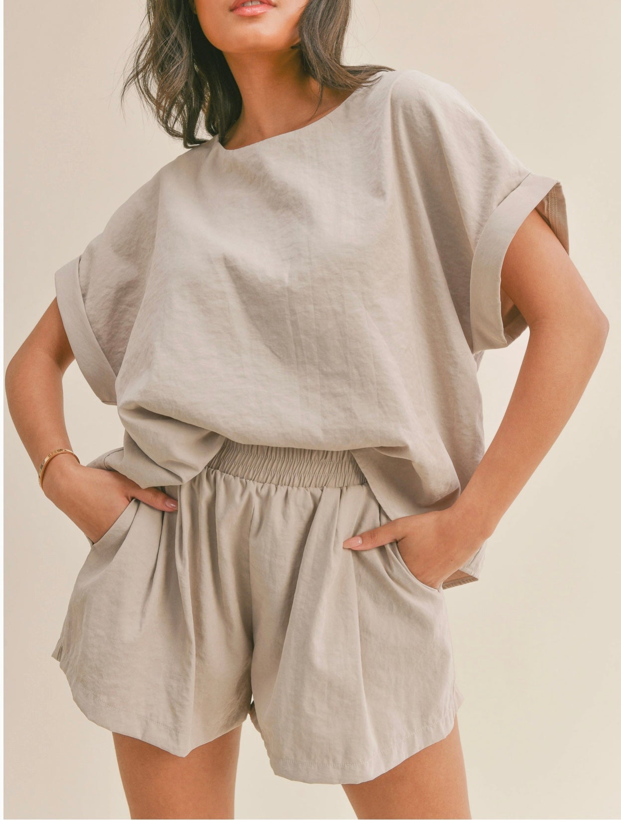 RELAXED FIT TOP/SHORTS(W/ POCKET) SET