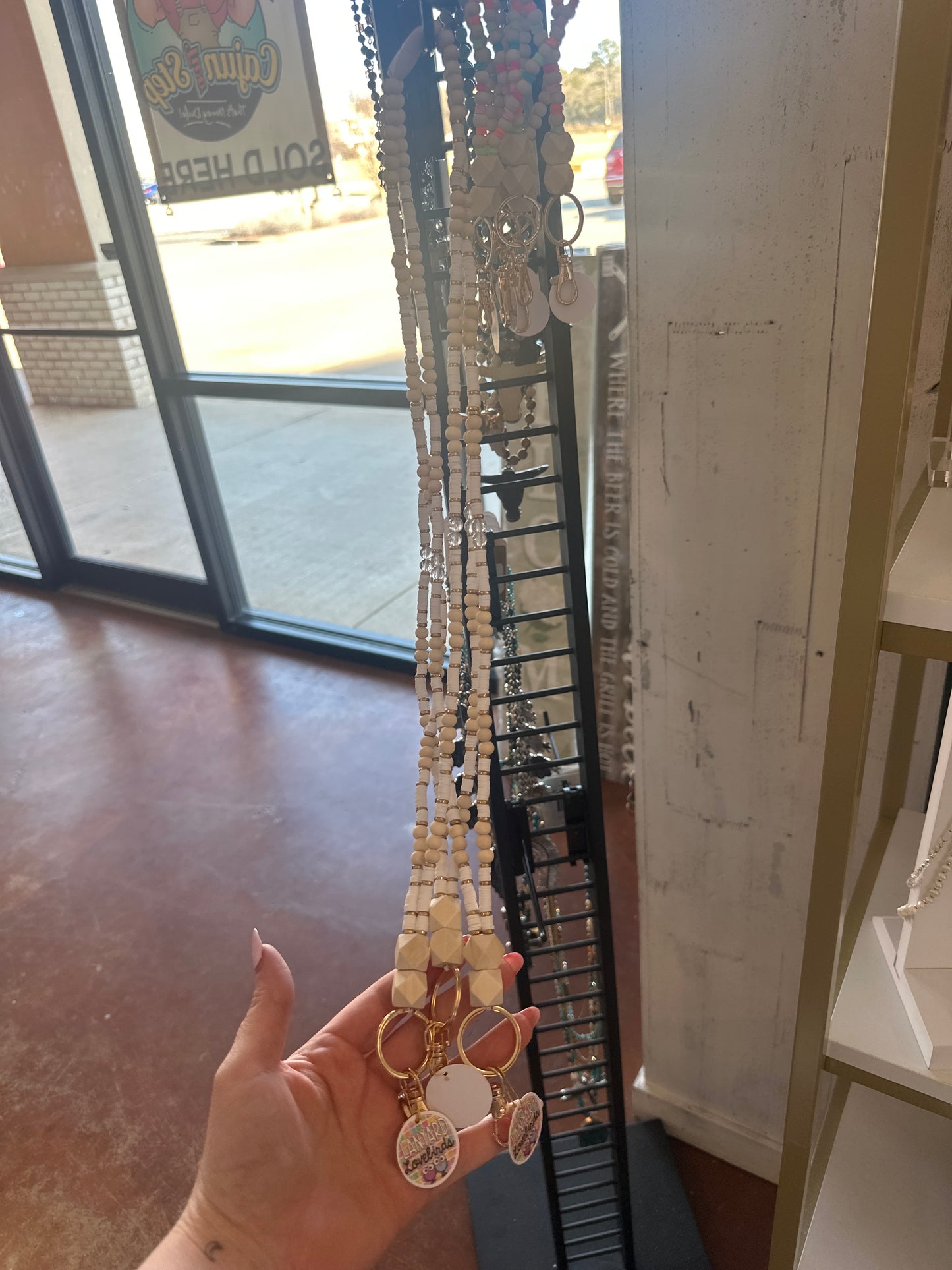 Neutral Palette Fully Beaded Lanyard