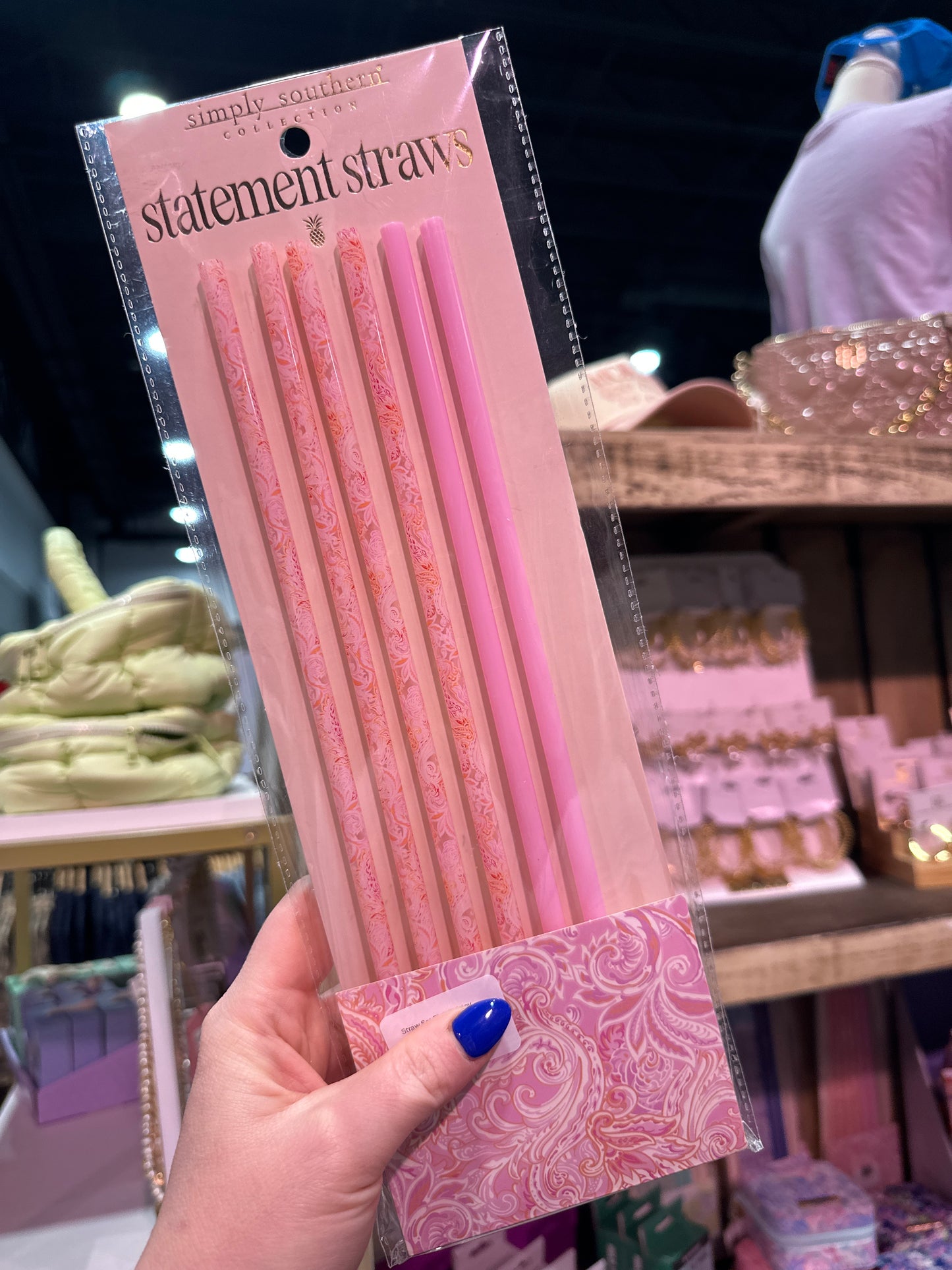 Straw Set Pink Paisley