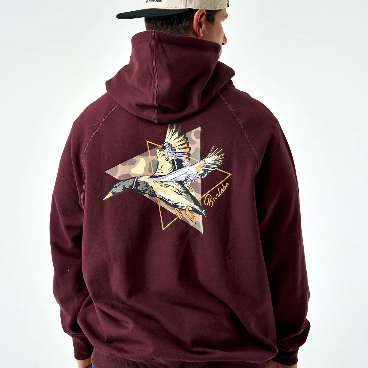 Fleece Hoodie- Pintail Triangle Duck Maroon