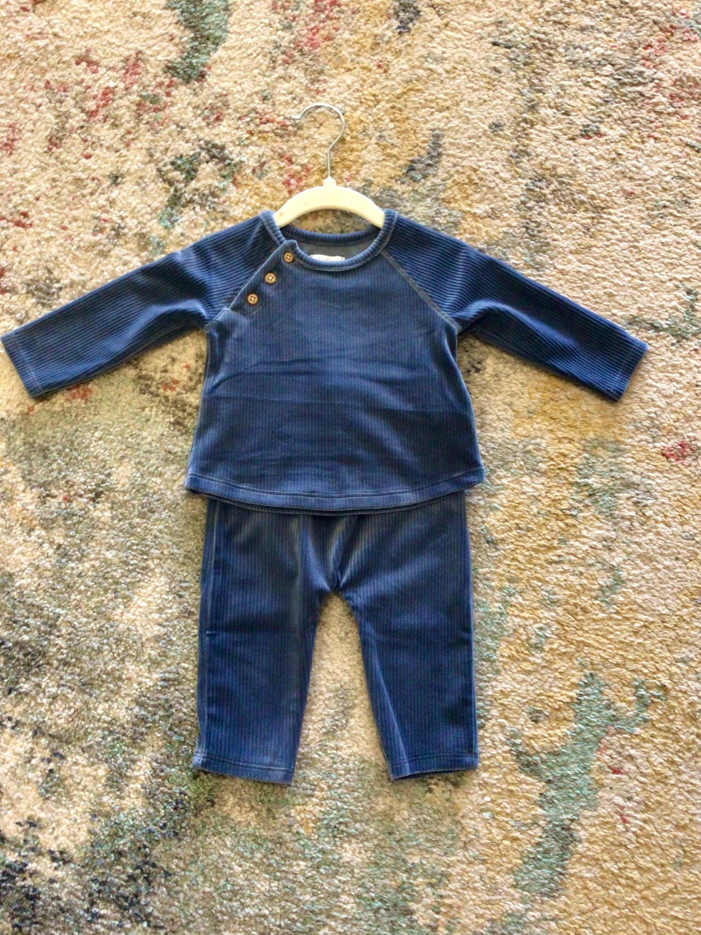 Blue Rib Velour Set