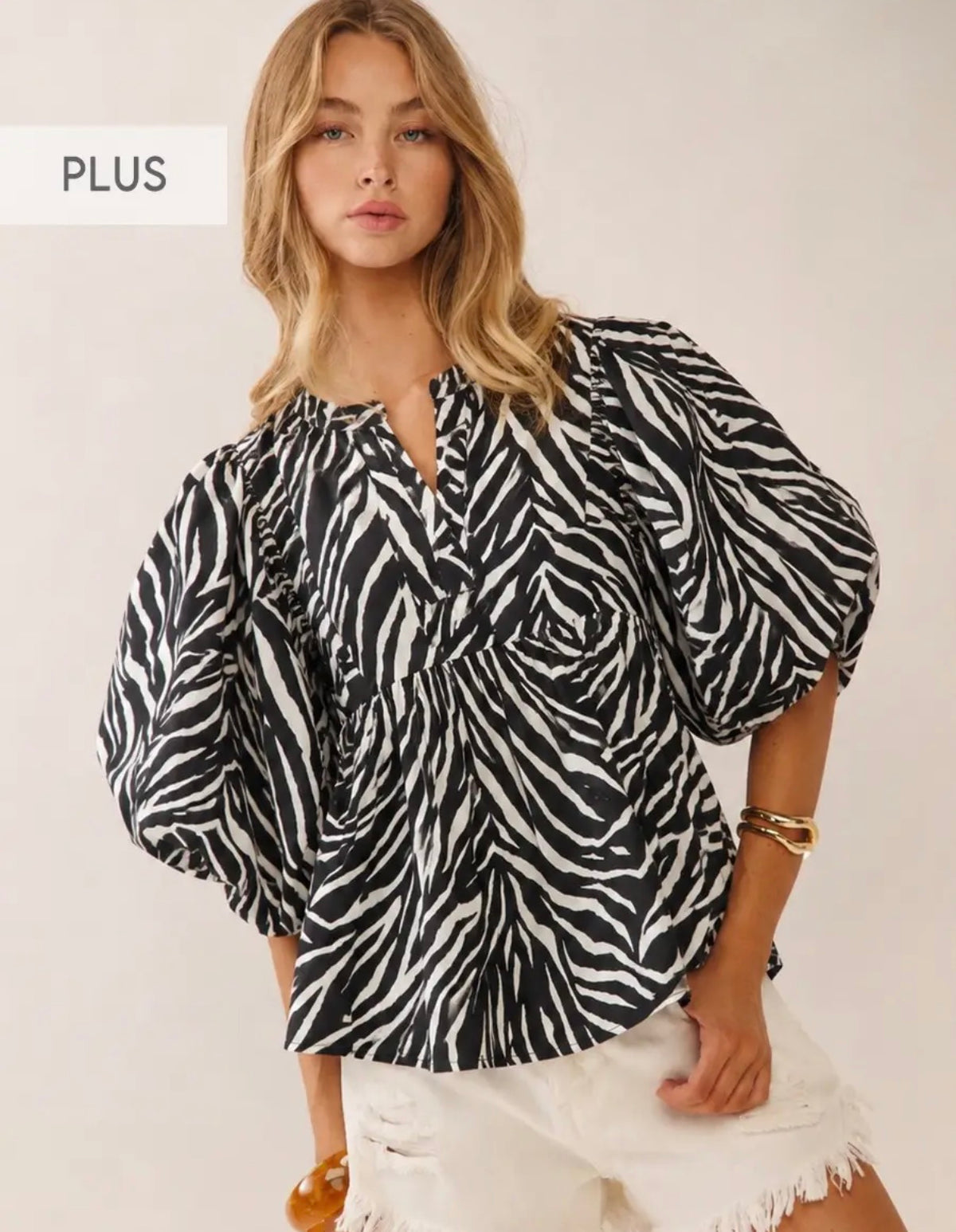 Zebra V-Neck Blouse