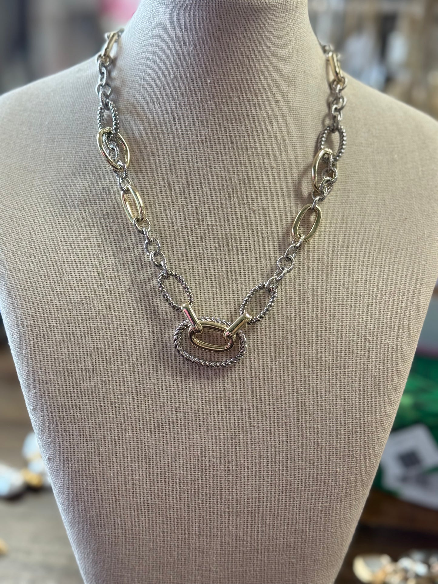 Silver and Gold Chunky Neckalce