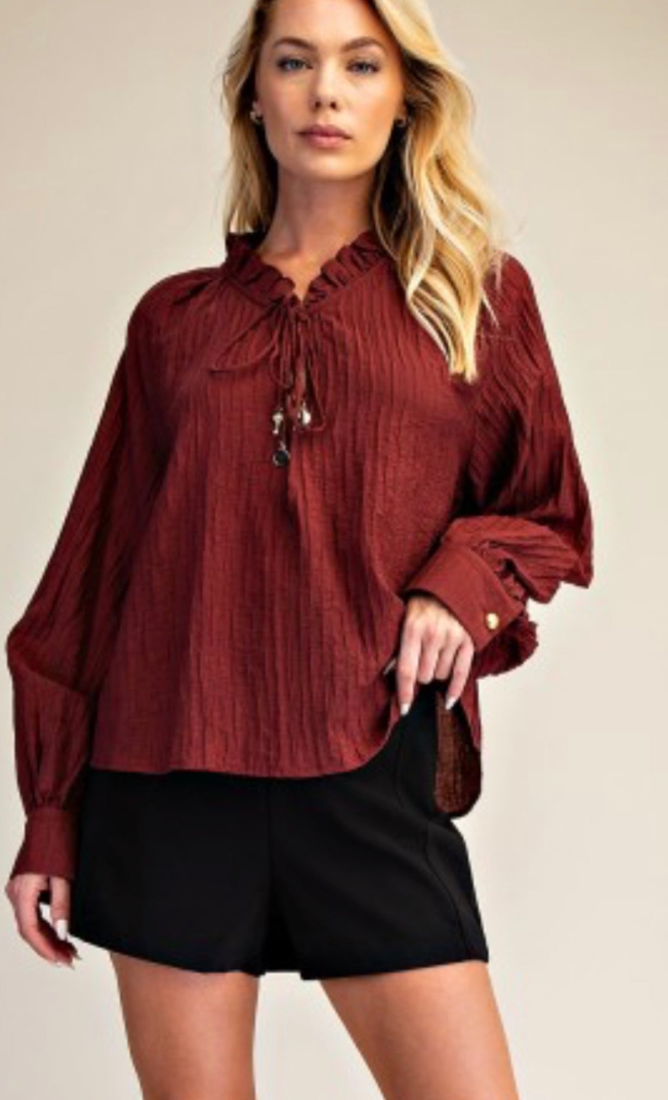 Ruffles Burgundy Blouse