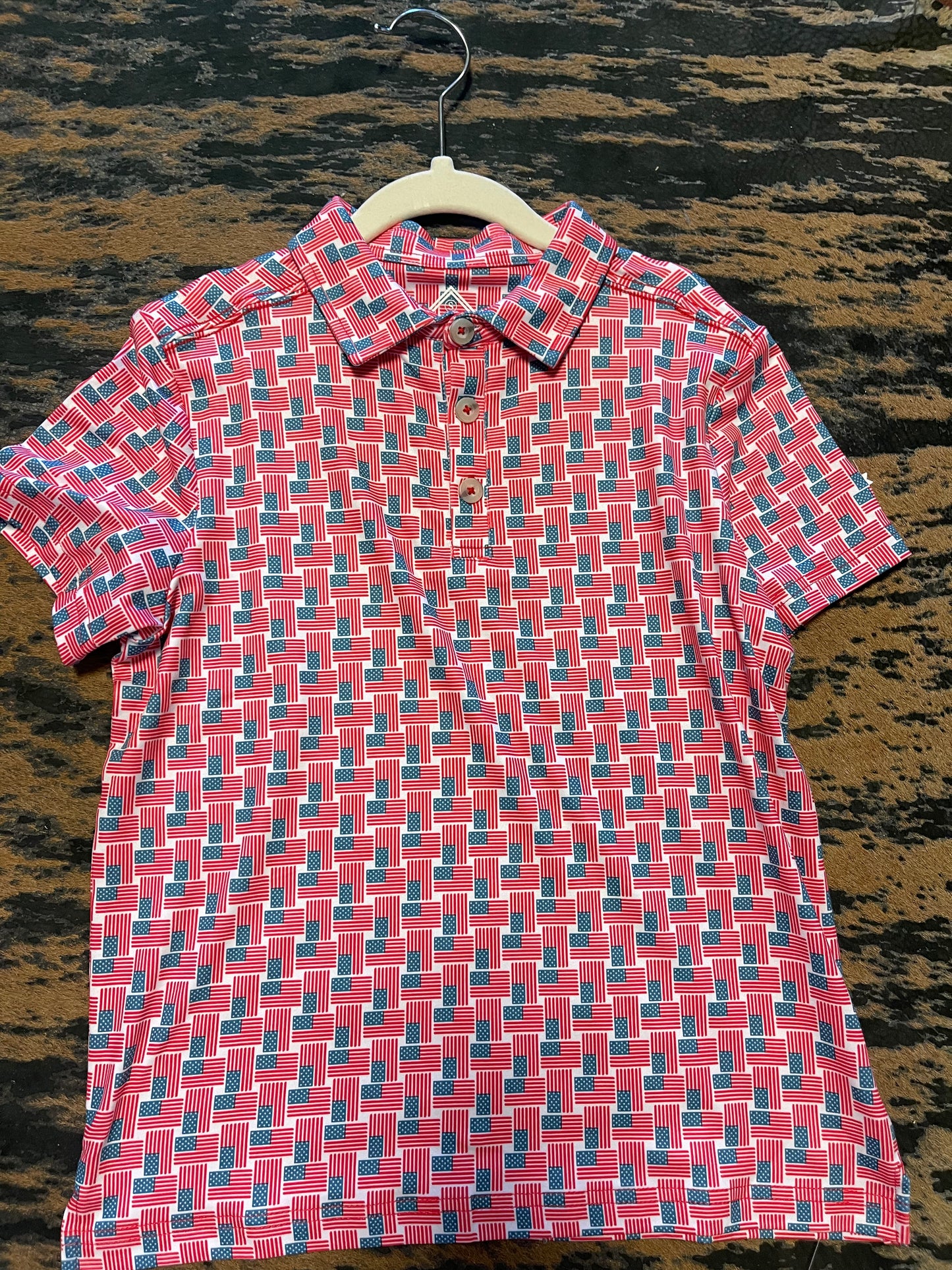 Youth Polo- American Flag Print