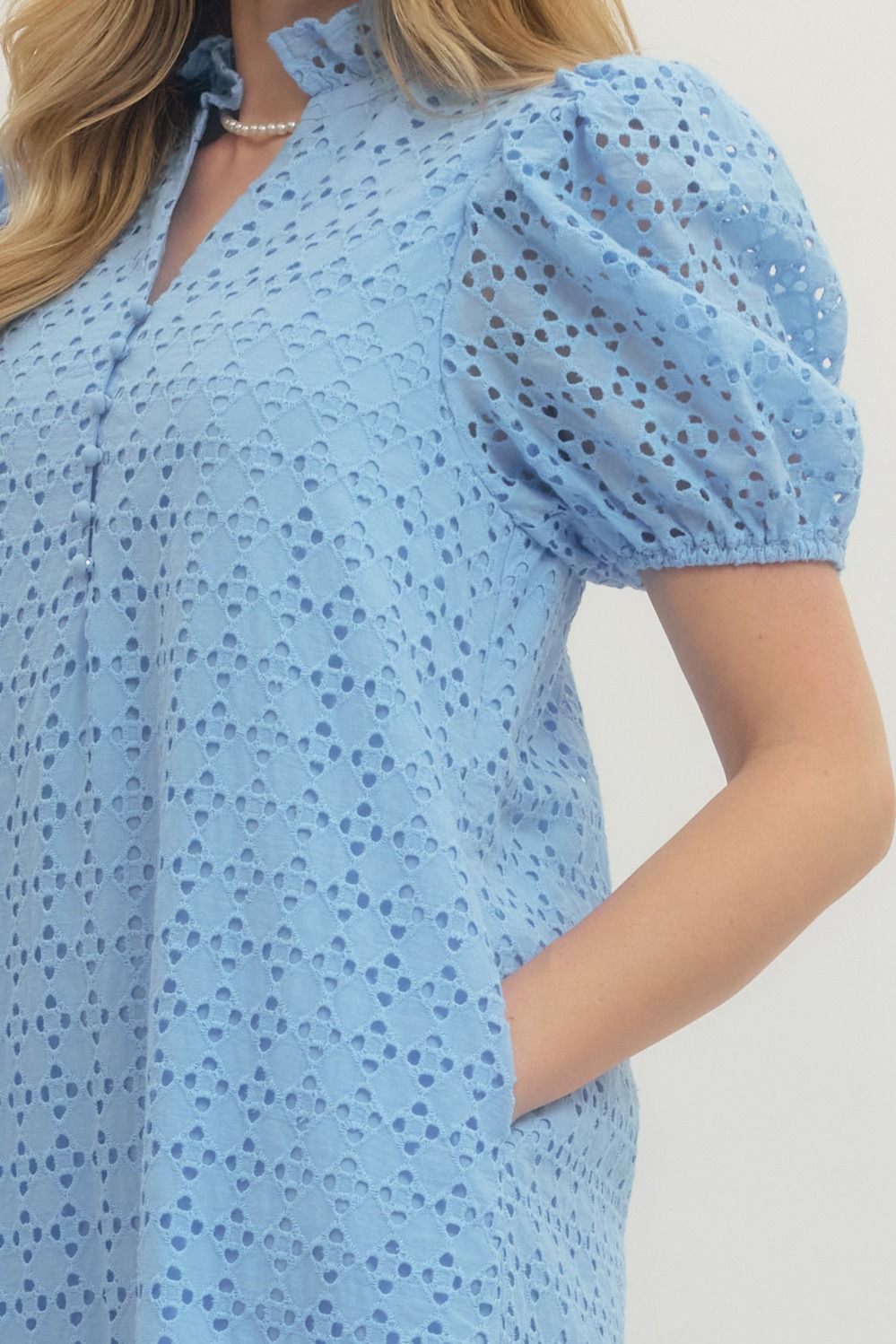 Eyelet Puff Sleeve Midi