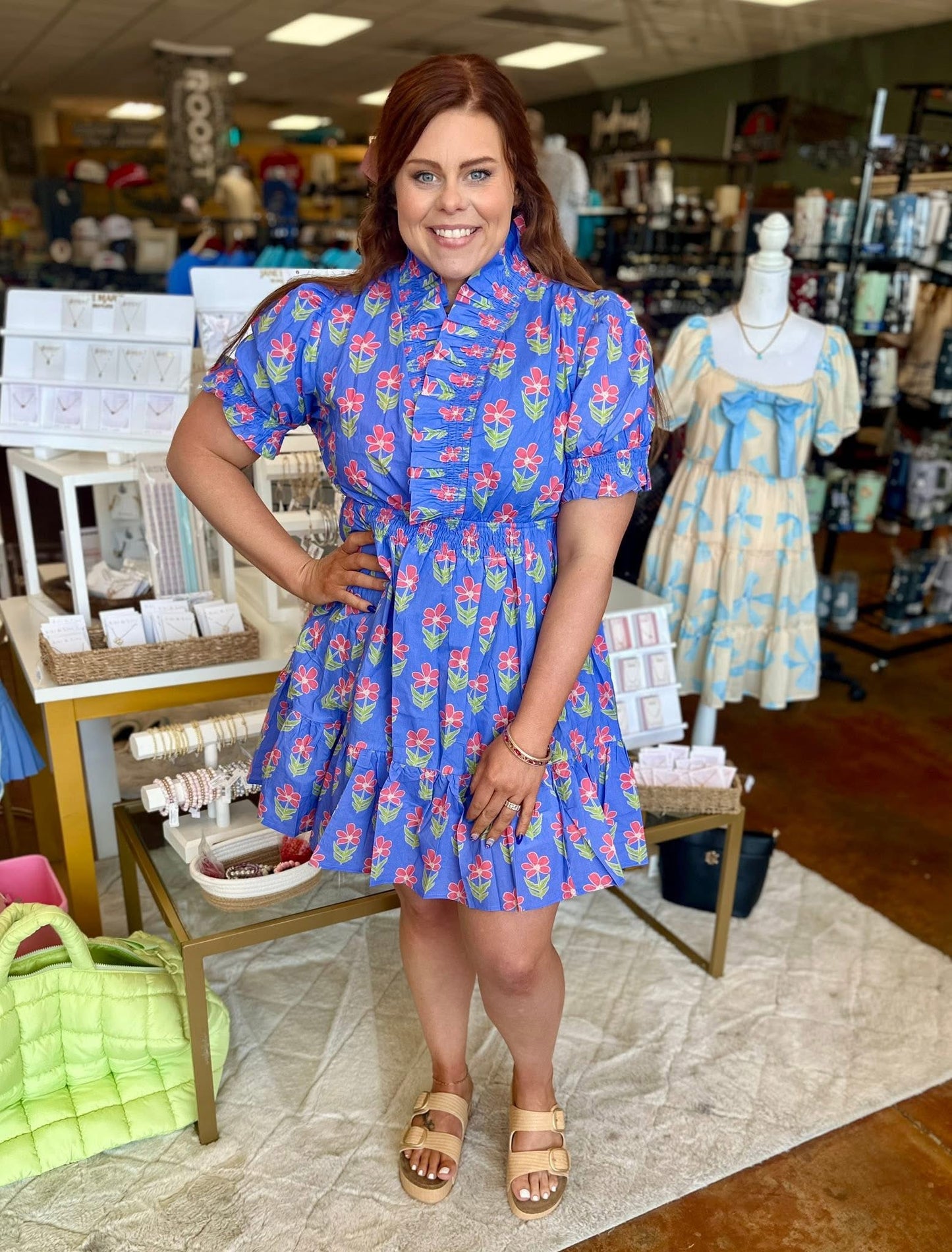 Ruffled Floral Babydoll Dress-Periwinkle