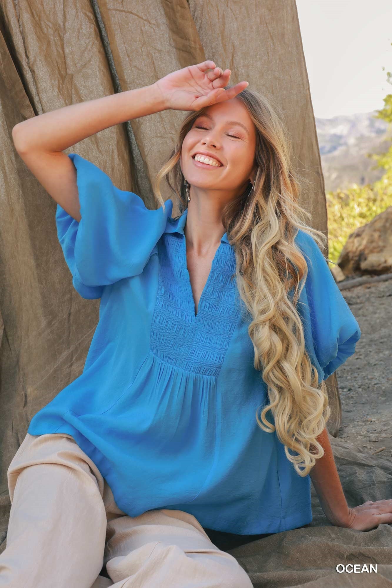 Exaggerated Bubble Sleeve Top