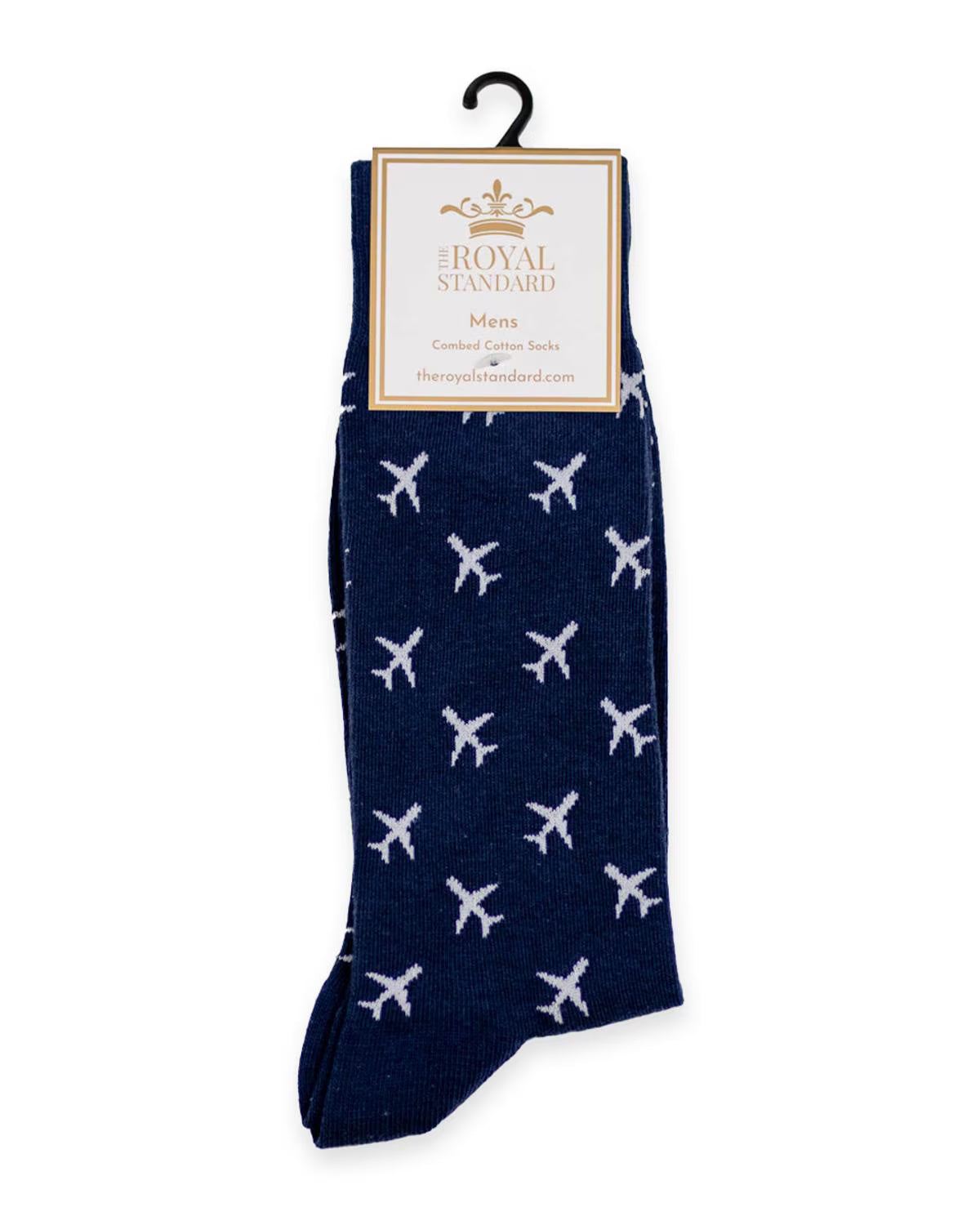 Men's Airplane Socks Navy/White One Size