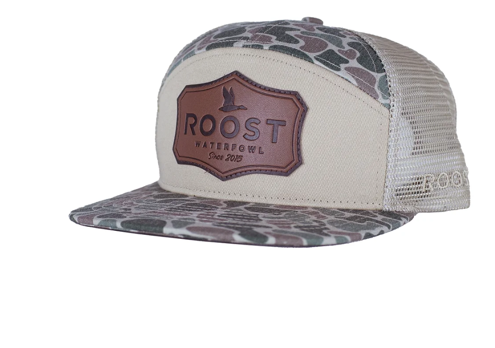 Roost Camo 7 Panel Shield Leather Patch Hat