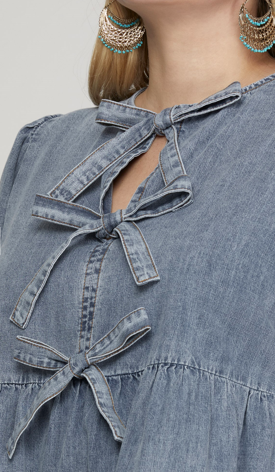 Puff Sleeve Denim Top