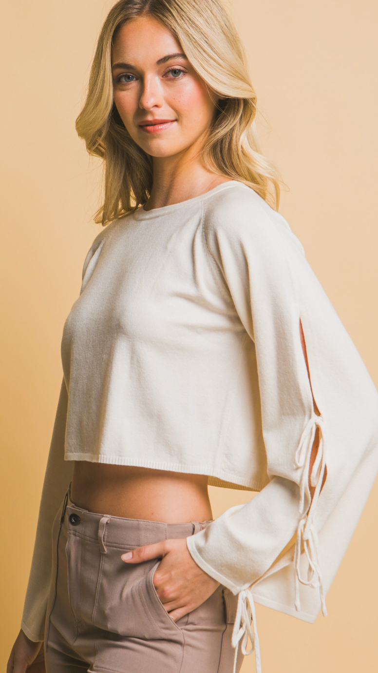 Tie Detail Cropped Long Sleeve