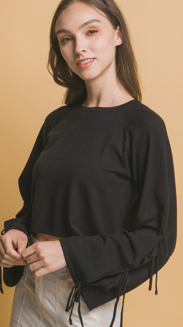 Tie Detail Cropped Long Sleeve