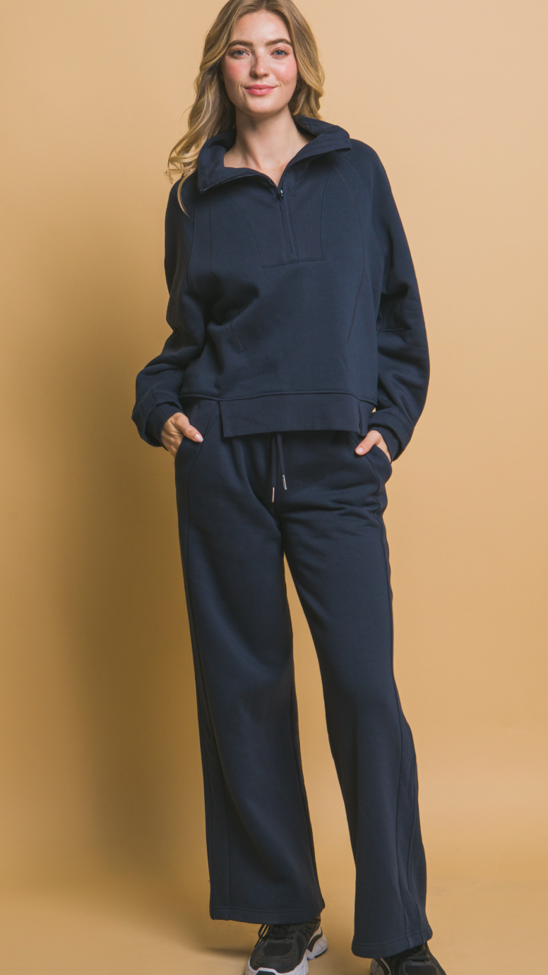 Half Zip Sweatshirt With Funnel Neck