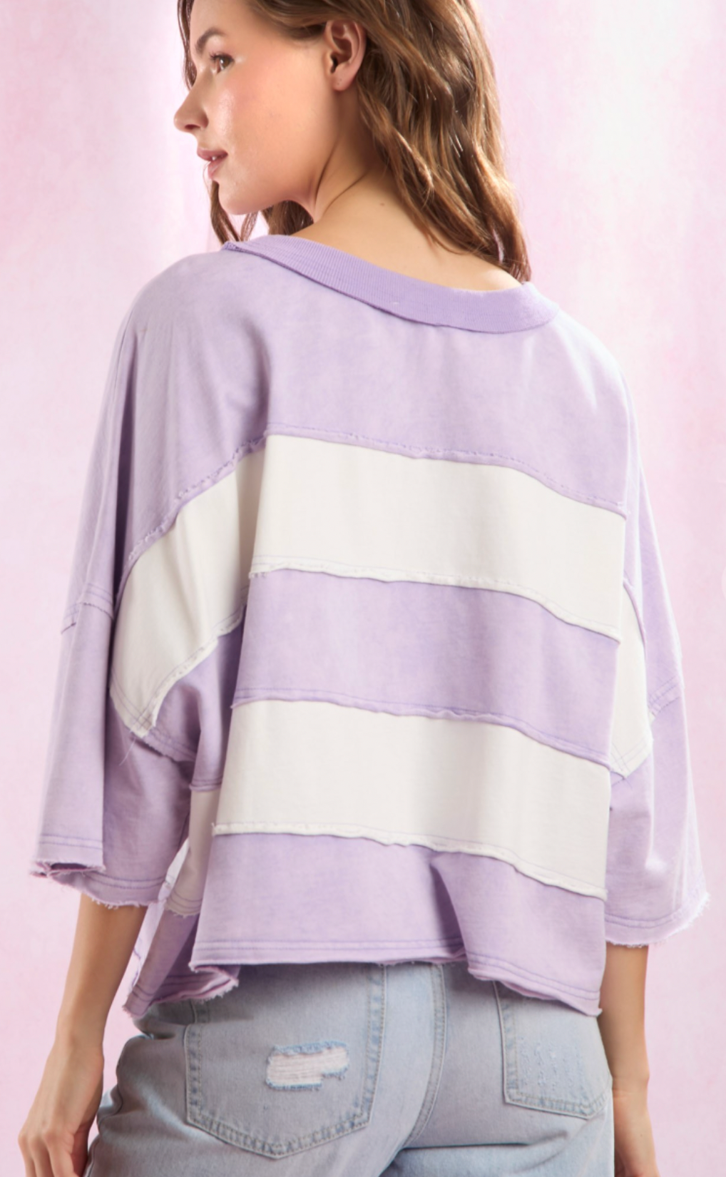 Cut Edge Color Blocked Tee