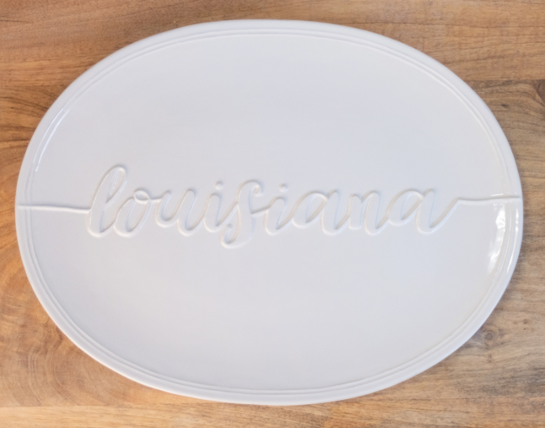 Louisiana Embossed Platter White
