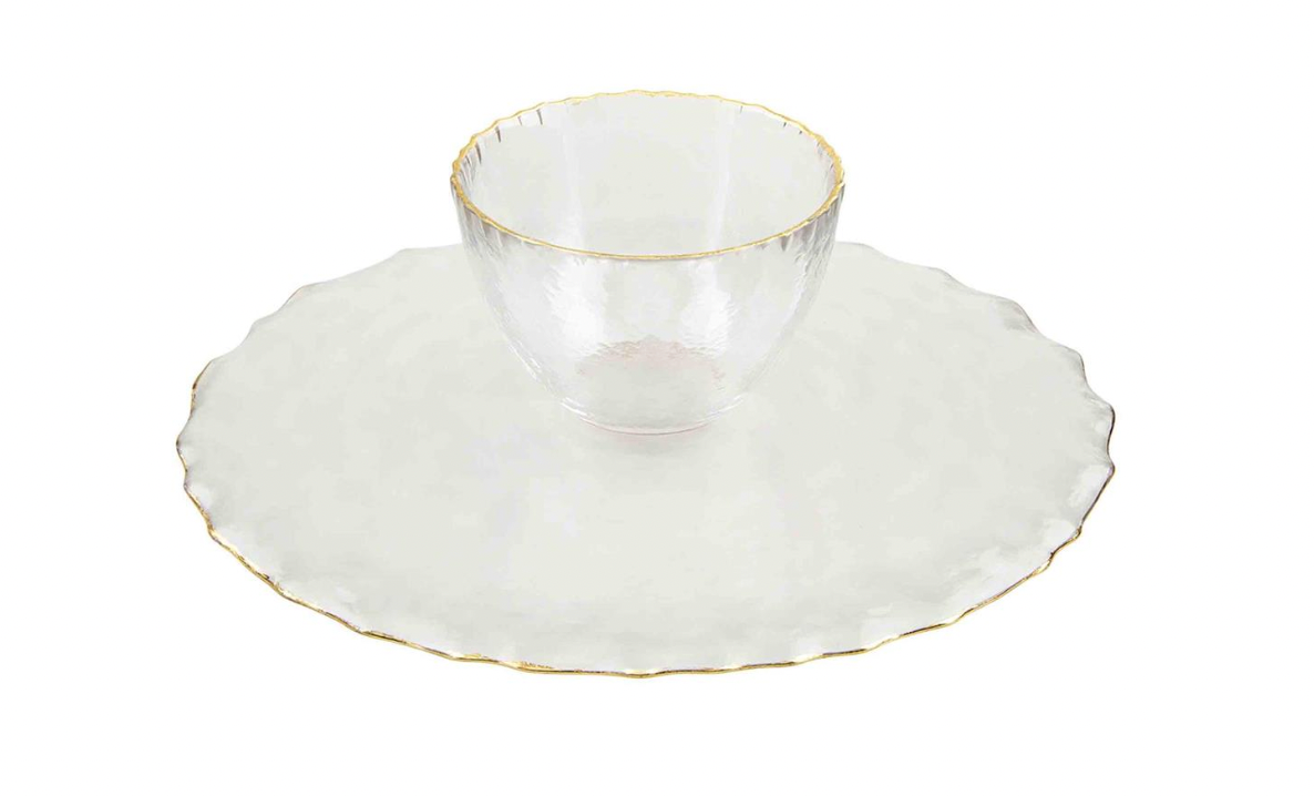 Gold Edge Pedestal/ Chip & Dip Server