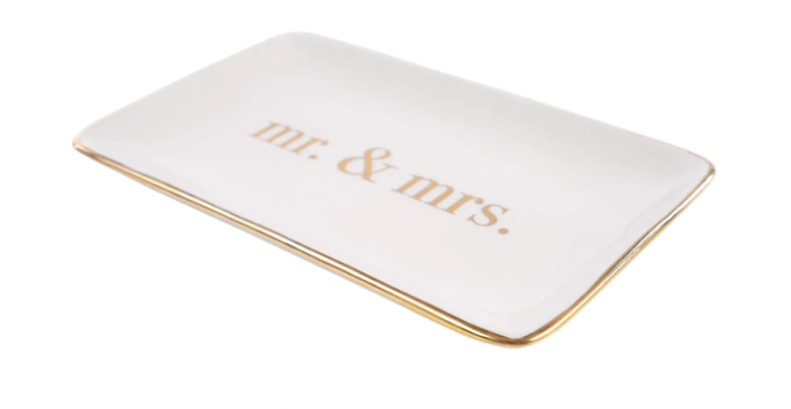 Gold Mr. & Mrs. Trinket Tray