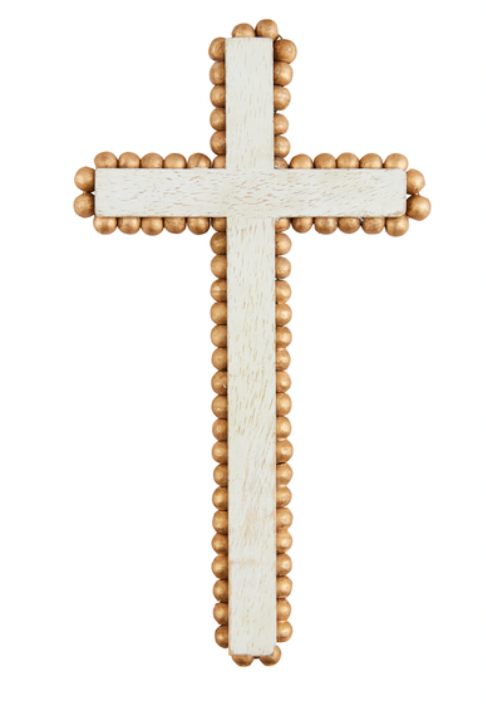 MED GOLD BEADED CROSS SITTER