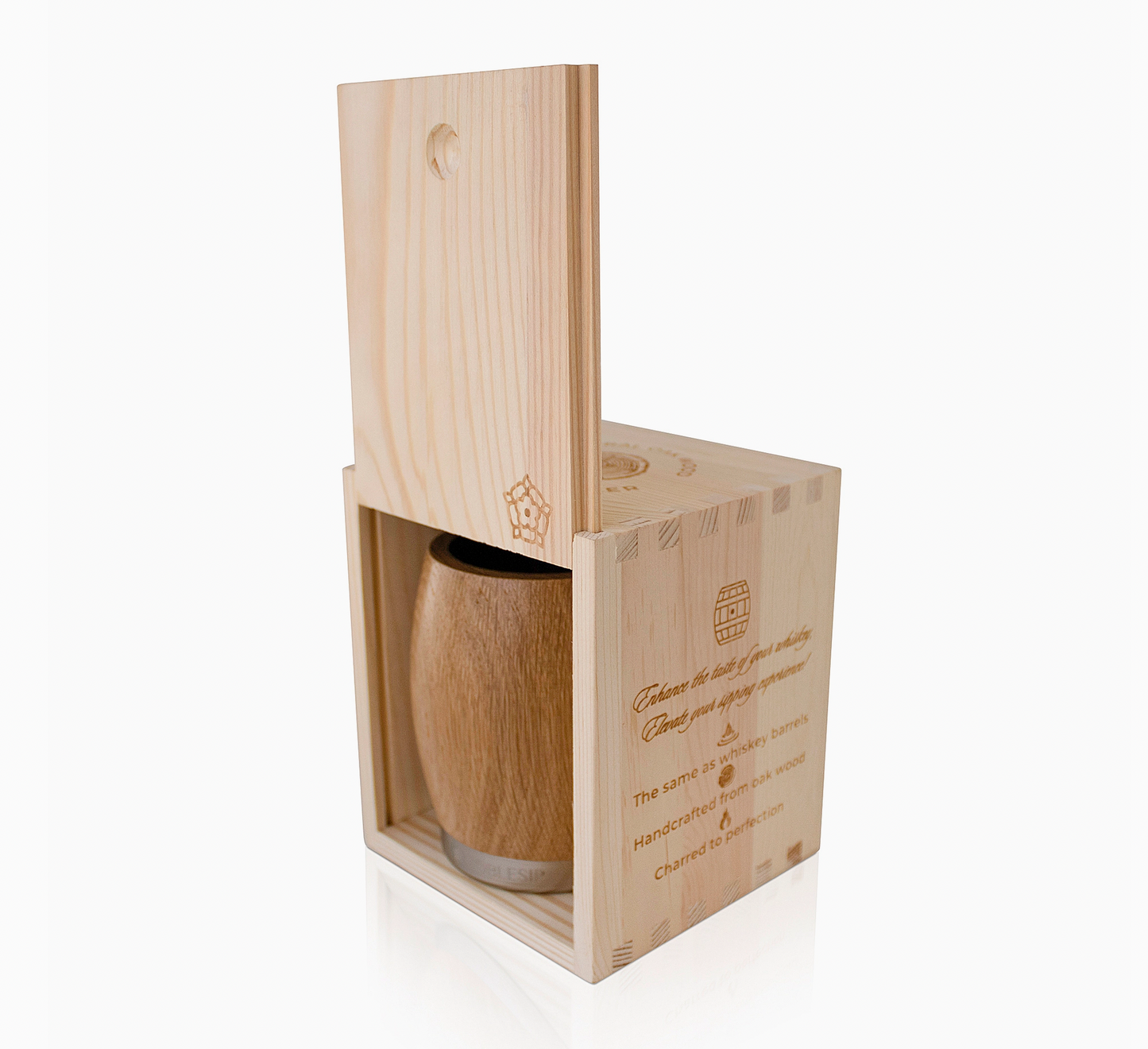 Oak Whiskey Tumbler in Wood Box