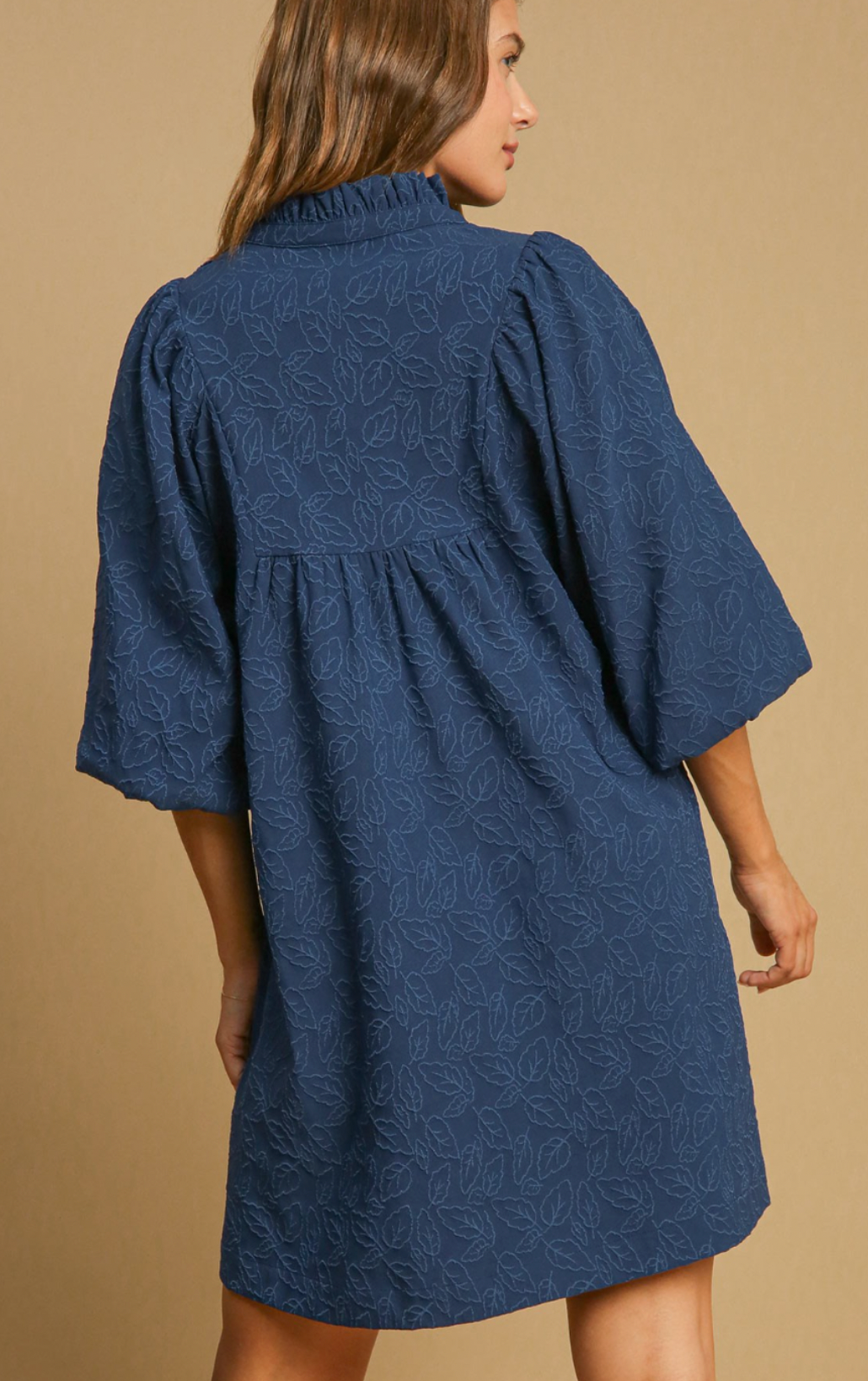 Floral Lace Dress-Navy