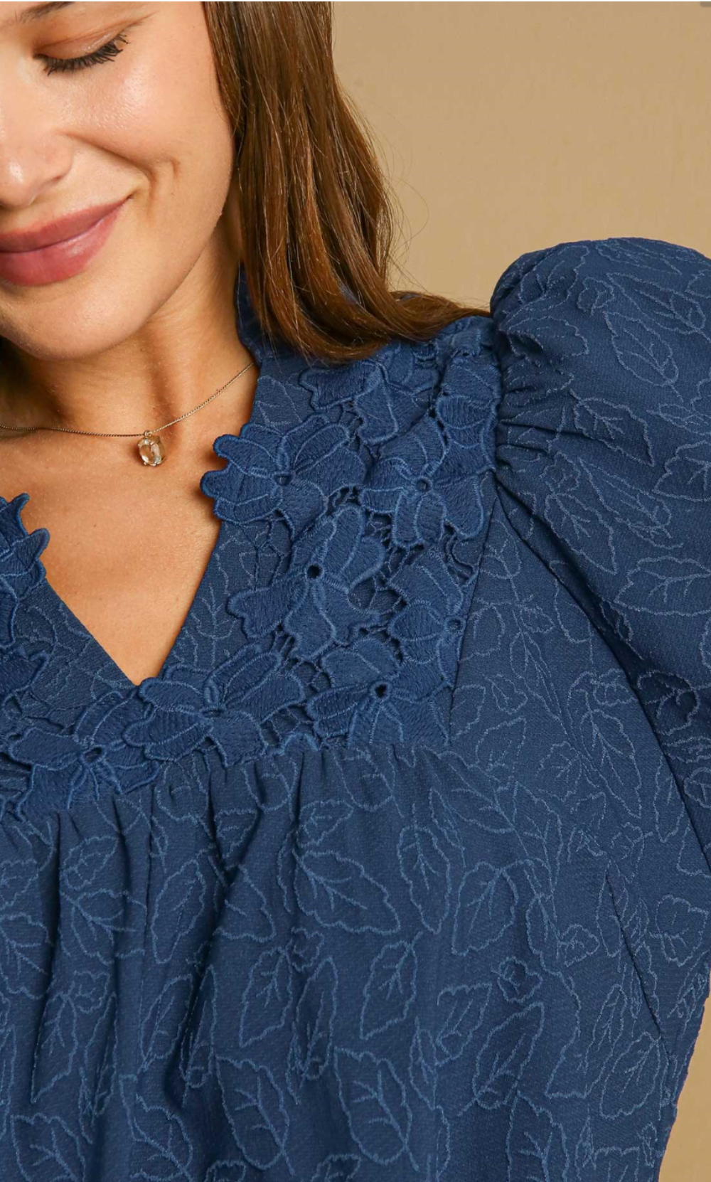 Floral Lace Dress-Navy