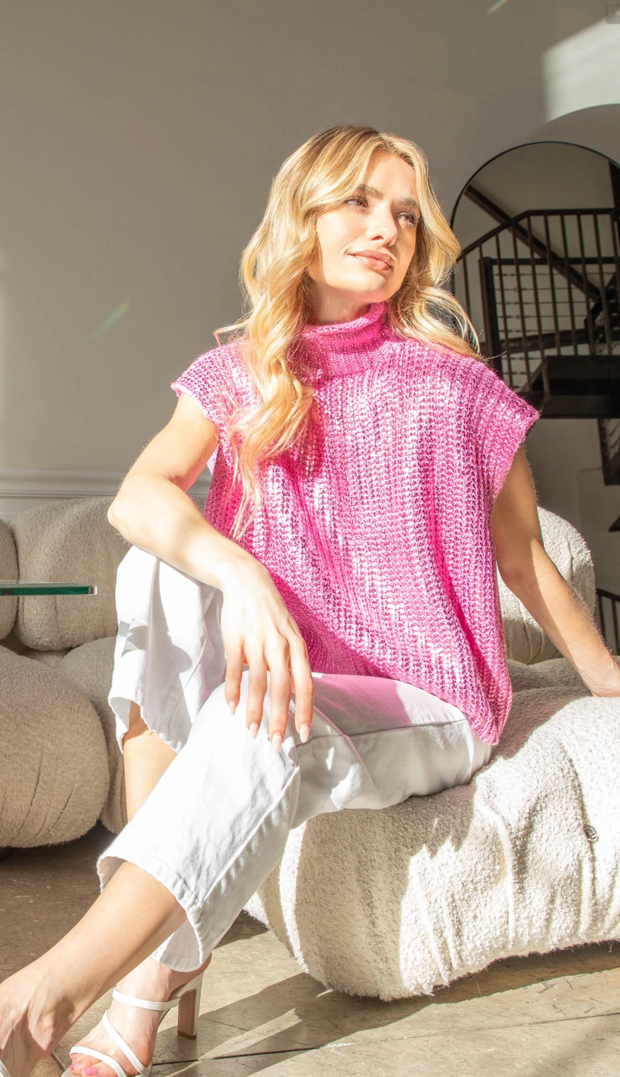 Metalic Sleeveless Turtleneck