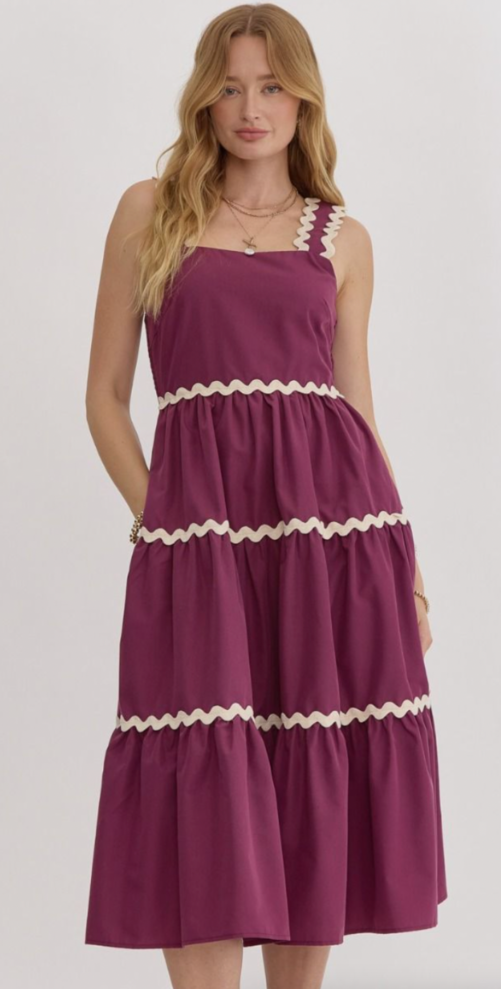 Square Neck Sleeveless Midi Dress