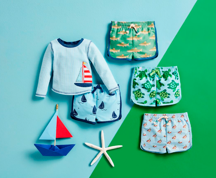 Sailboat Rash Guard & Swim Trunks Set