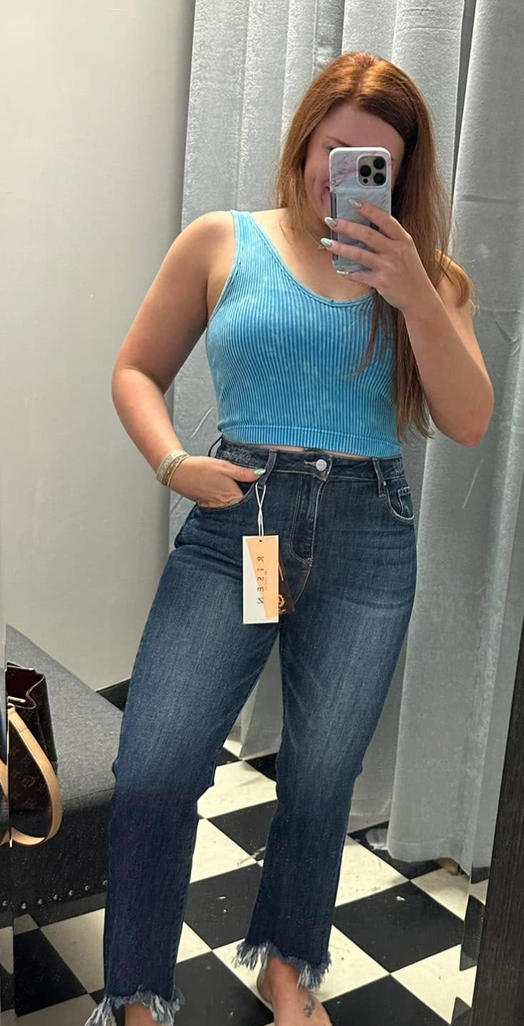 Crop Bootcut Frayed Jeans