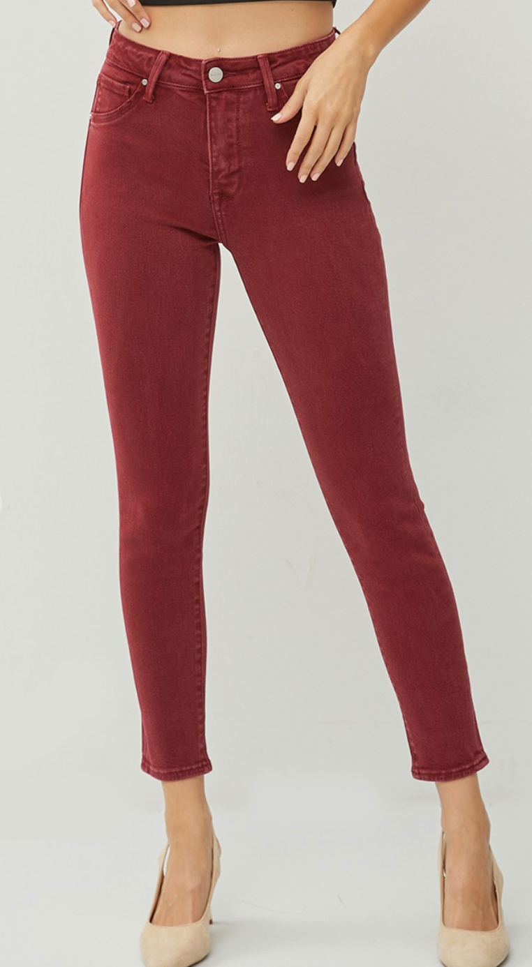 Wine Skinny Jeans