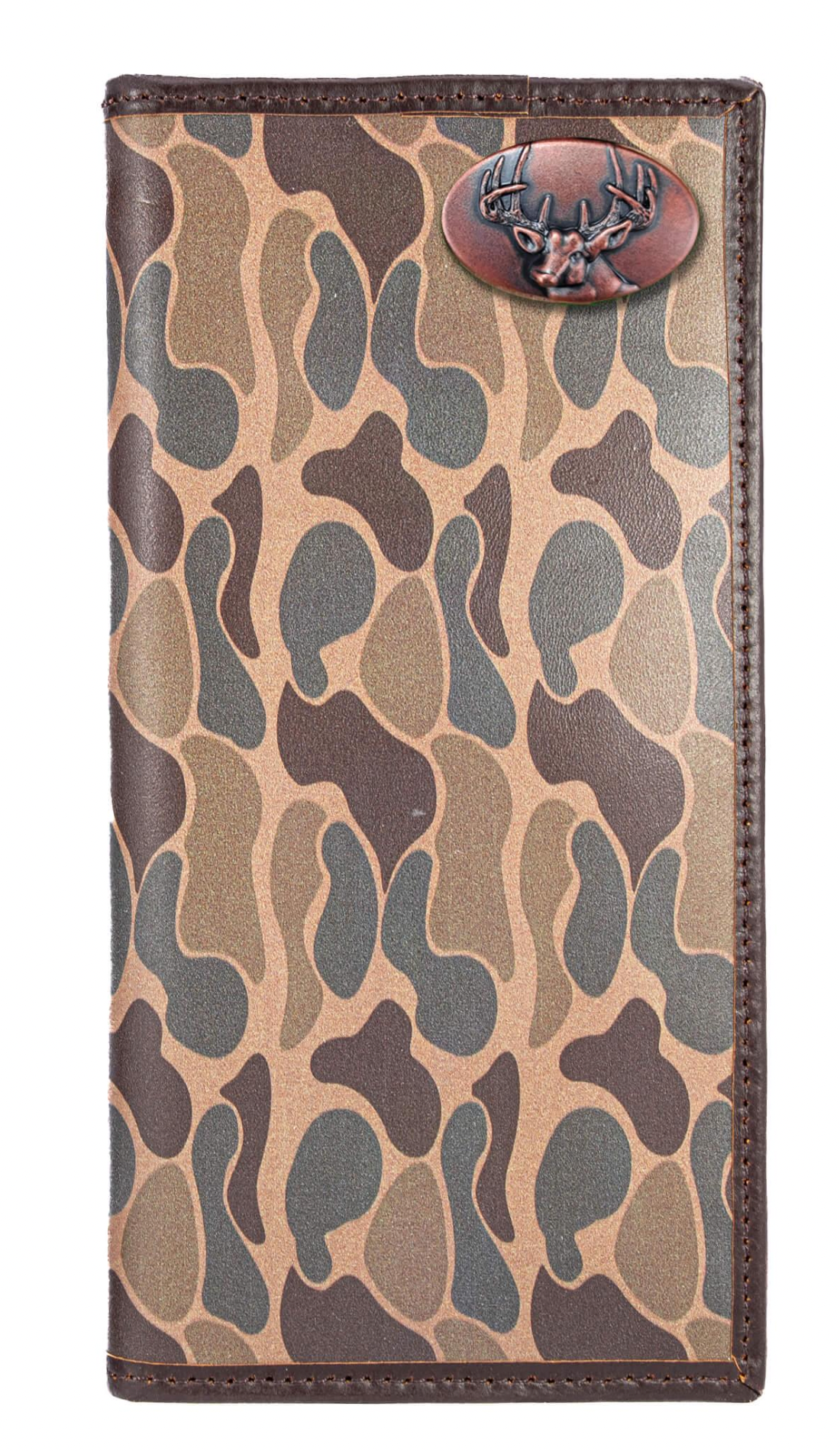 Buck Men's Secretary Old School Camo Leather Wallet Brown Camo