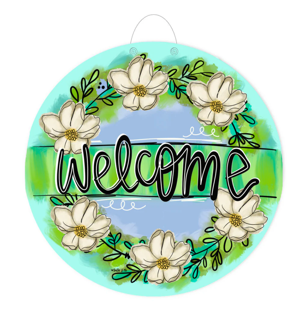 Welcome Magnolia Wreath Door Hanger