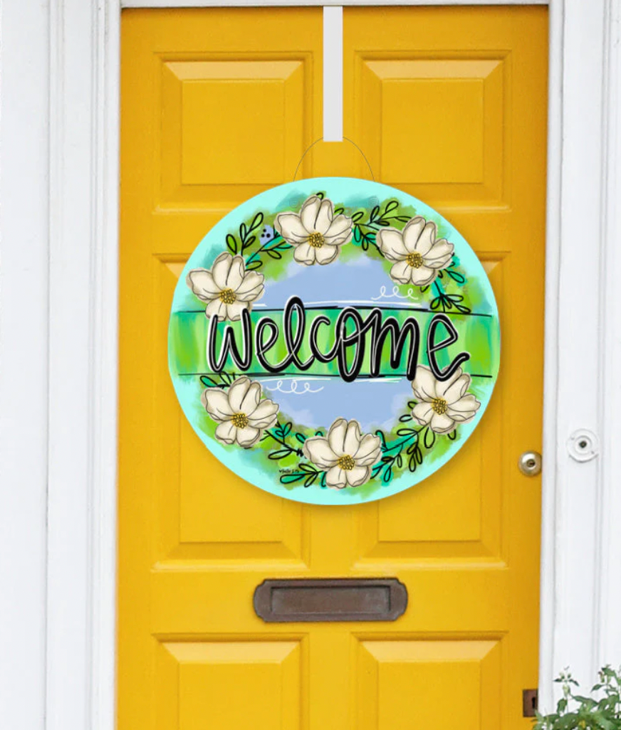 Welcome Magnolia Wreath Door Hanger